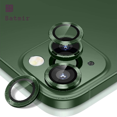 Picture of For Apple iPhone 13 Alpine Green Camera Protector WSKEN Metal Ring Tempered Glass Camera Lens Protector