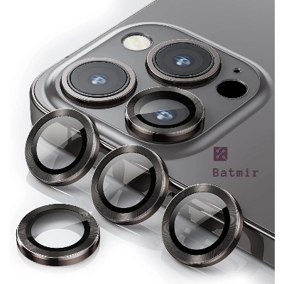 Picture of For Apple iPhone 13 Pro Max Graphite Black Camera Protector WSKEN Metal Ring Tempered Glass Camera Lens Protector