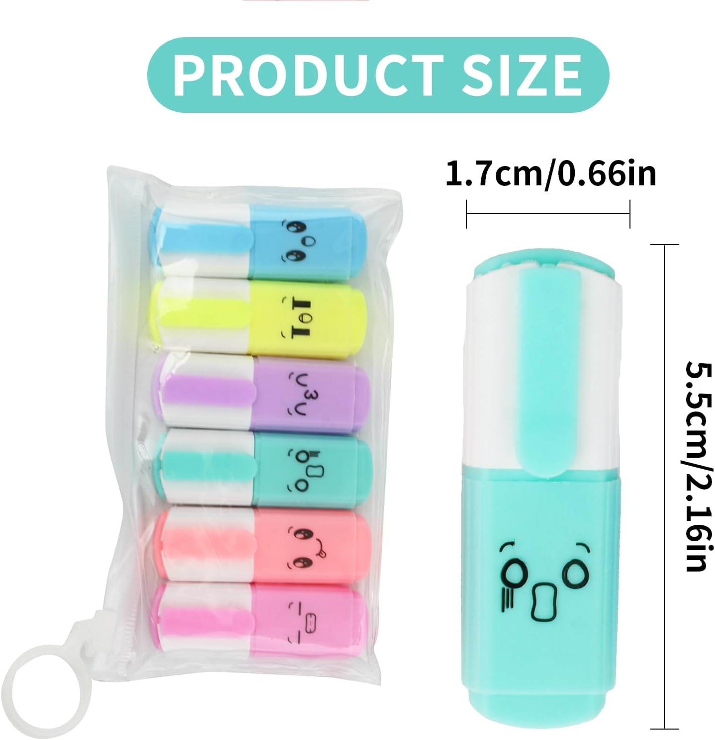 Picture of 6 Pcs Premium Mini Text Markers, Pastel Highlighters, Mixed Colors No Bleed Dry Quick to Hold, for Accurate Underline and Highlighter, Highlighter Pen for  Journals, School, College, University or Office