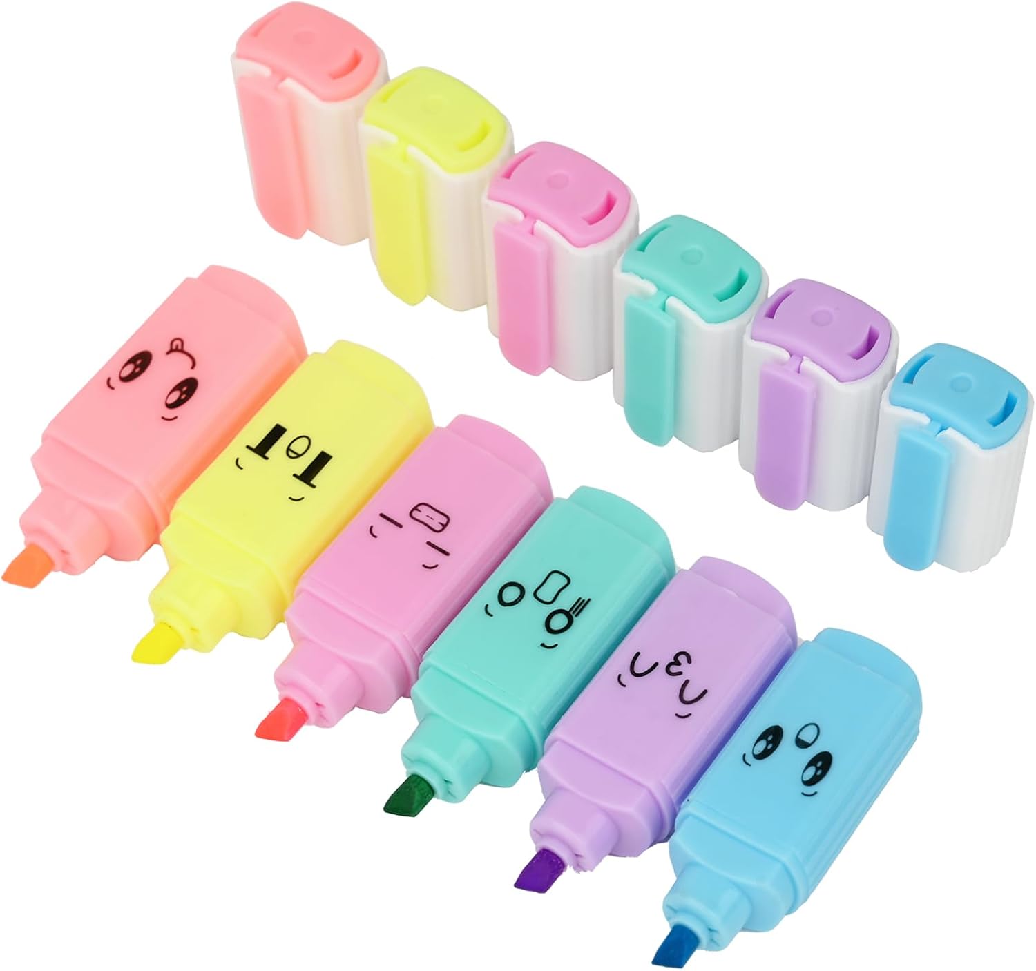 Picture of 6 Pcs Premium Mini Text Markers, Pastel Highlighters, Mixed Colors No Bleed Dry Quick to Hold, for Accurate Underline and Highlighter, Highlighter Pen for  Journals, School, College, University or Office
