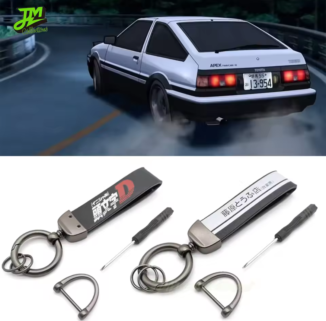 Picture of Car Keychain Initial D PU Leather Key Chain Keyring JDM Japanese For AE86 Car Key Holder Accessories