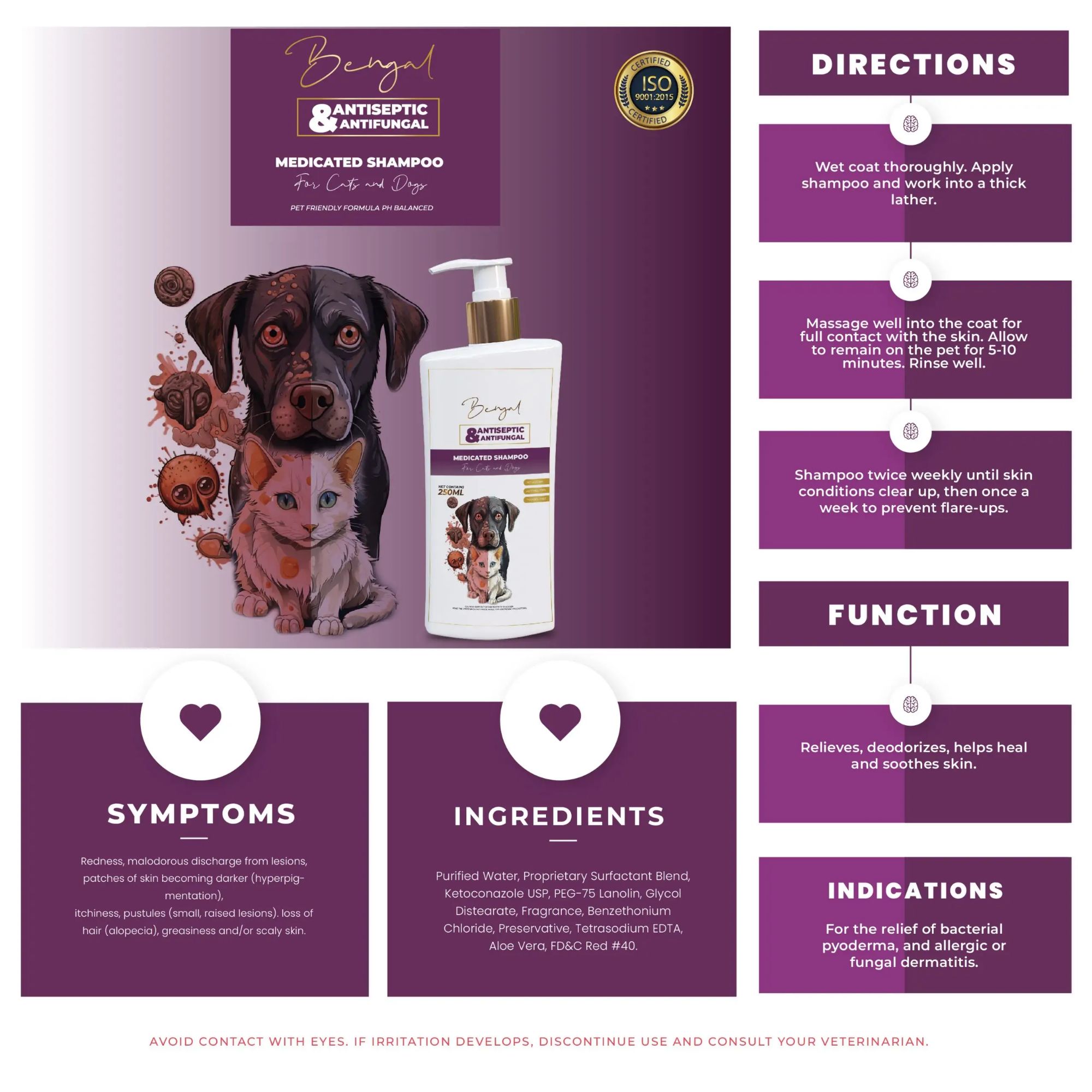 Picture of Bengal Antiseptic & Antifungal Medicated Shampoo For Dogs and Cats With Benzethonium Chloride & Ketoconazole