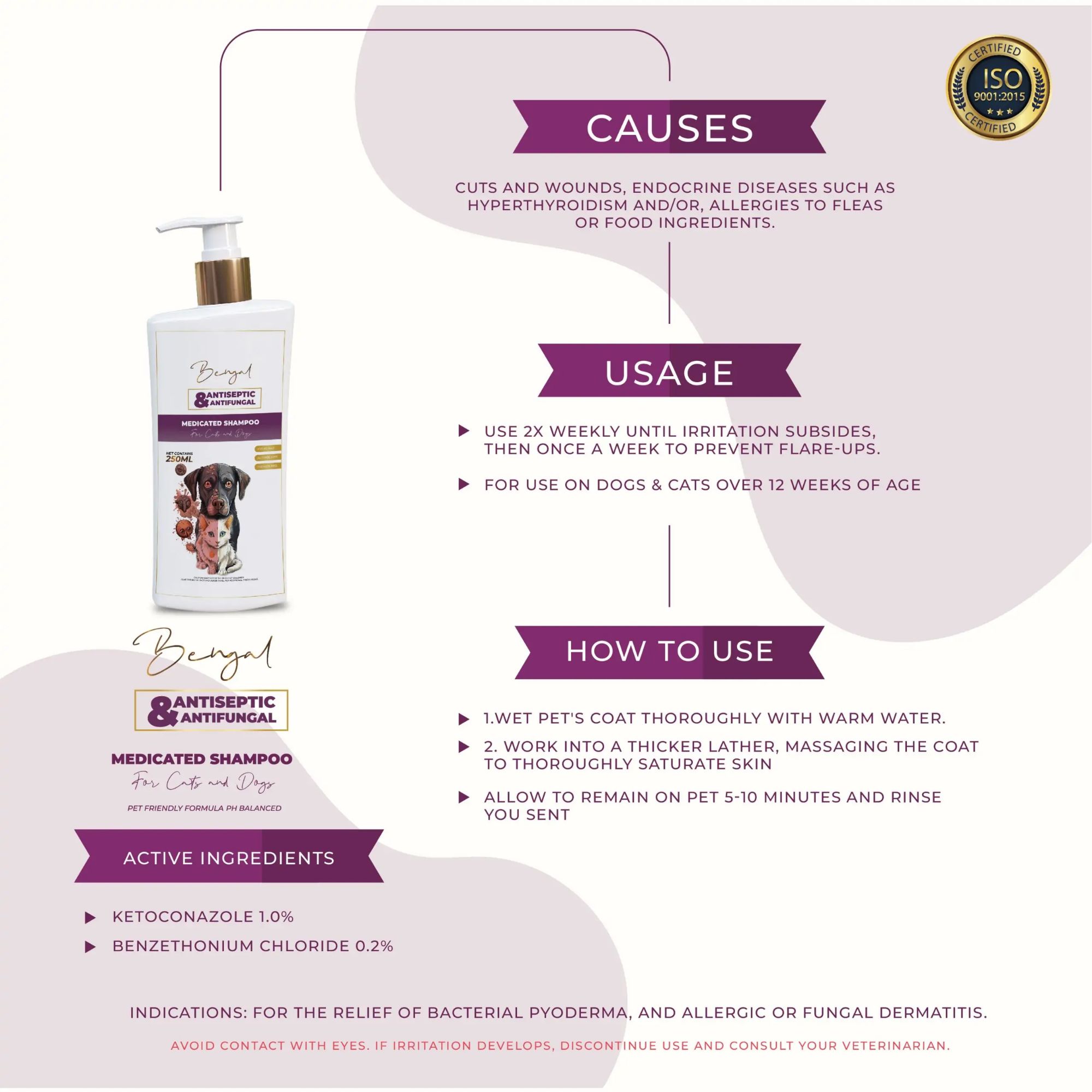 Picture of Bengal Antiseptic & Antifungal Medicated Shampoo For Dogs and Cats With Benzethonium Chloride & Ketoconazole