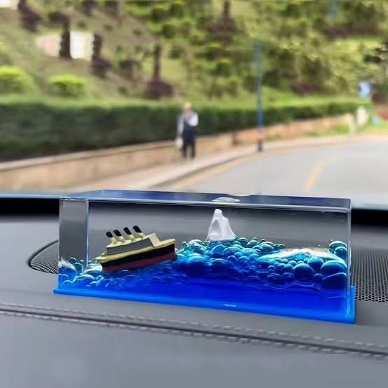 Picture of Car Interior Accessories Dashboard Decoration Moving Titanic Liquid Wave Cruise Ship