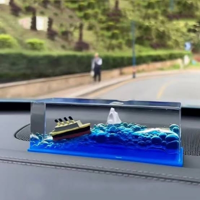 Picture of Car Interior Accessories Dashboard Decoration Moving Titanic Liquid Wave Cruise Ship