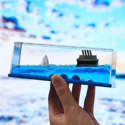 Picture of Car Interior Accessories Dashboard Decoration Moving Titanic Liquid Wave Cruise Ship