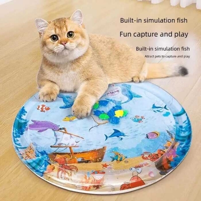 Picture of Summer Cooling Pet Water Bed Ice Pad Sleeping Round Mat For Puppy Dogs Cats Pet Kennel Cool Cold Water Sensory