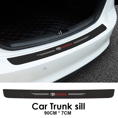 Picture of Car Trunk Sill Protector Strip Threshold Rear Bumper Guard Protection Pad Anti-scratch Corbon fiber Sticker Decals film Durable Protective Self-adhesive For all Toyota models