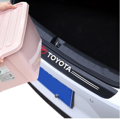 Picture of Car Trunk Sill Protector Strip Threshold Rear Bumper Guard Protection Pad Anti-scratch Corbon fiber Sticker Decals film Durable Protective Self-adhesive For all Toyota models