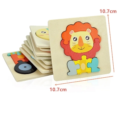 Picture of 1 pc 3D Puzzle Wooden Toys For Children Cartoon Animal Vehicle Wood Jigsaw Kids Baby Early Educational Learning Puzzles Wood Toys