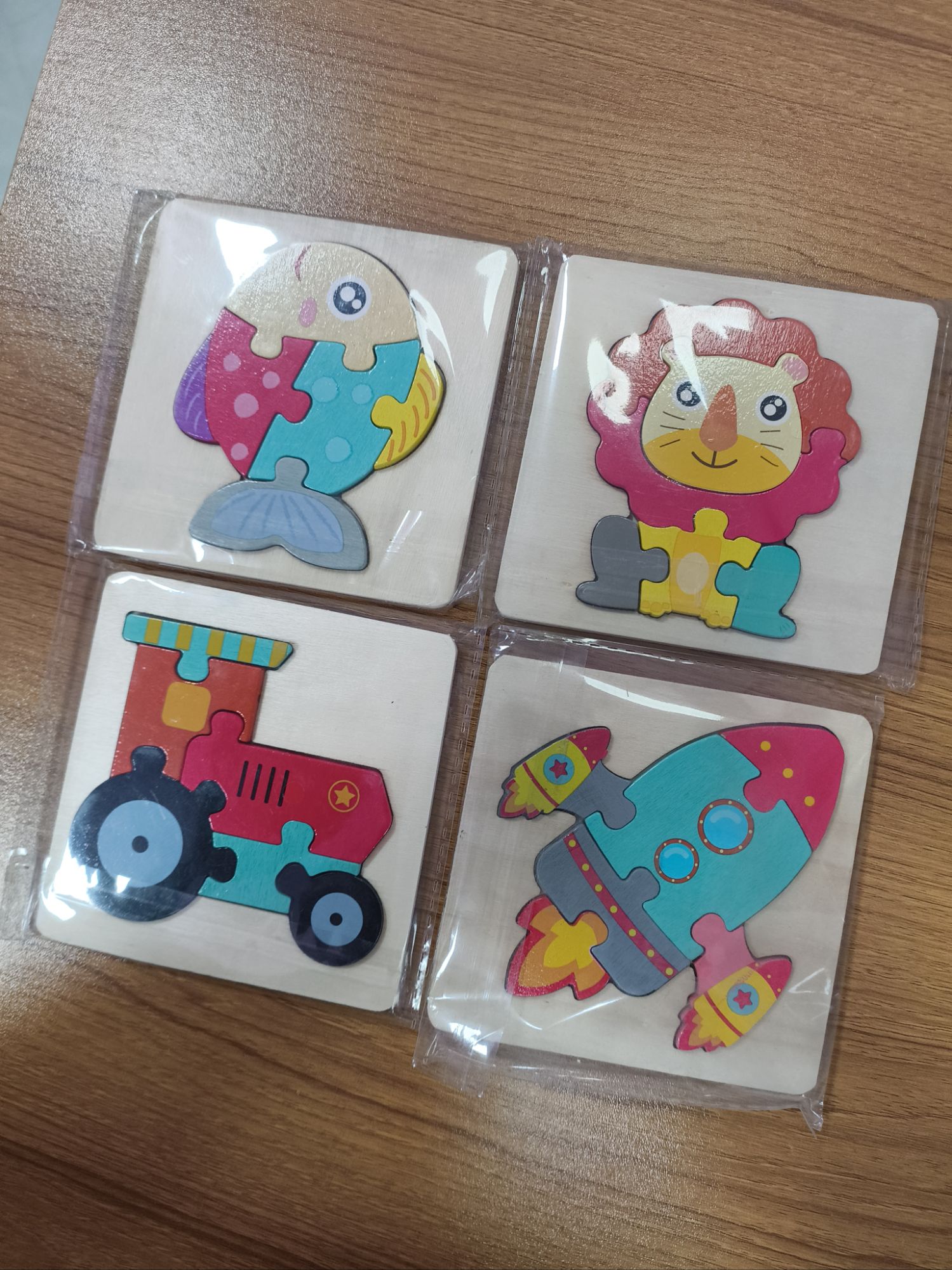 Picture of 1 pc 3D Puzzle Wooden Toys For Children Cartoon Animal Vehicle Wood Jigsaw Kids Baby Early Educational Learning Puzzles Wood Toys