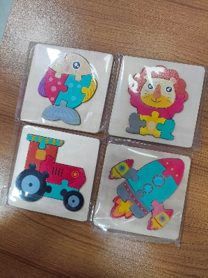 Picture of 1 pc 3D Puzzle Wooden Toys For Children Cartoon Animal Vehicle Wood Jigsaw Kids Baby Early Educational Learning Puzzles Wood Toys