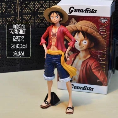 Picture of Anime One Piece Figure 27cm, Smiling Monkey D. Luffy Figure, Two Faces Changeable, PVC Statue Figure with Box