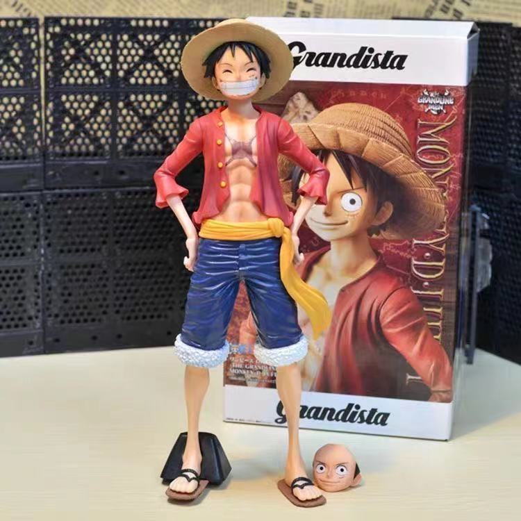 Picture of Anime One Piece Figure 27cm, Smiling Monkey D. Luffy Figure, Two Faces Changeable, PVC Statue Figure with Box