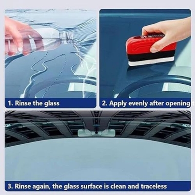 Picture of Automotive Oil Film Cleaning Brush, Glass Cleaning Board, Car Glass Oil Film Removal Cleaner, Powerful Windshield Cleaner & Oil Film Remover, Enhance Visual Effect of Windshield