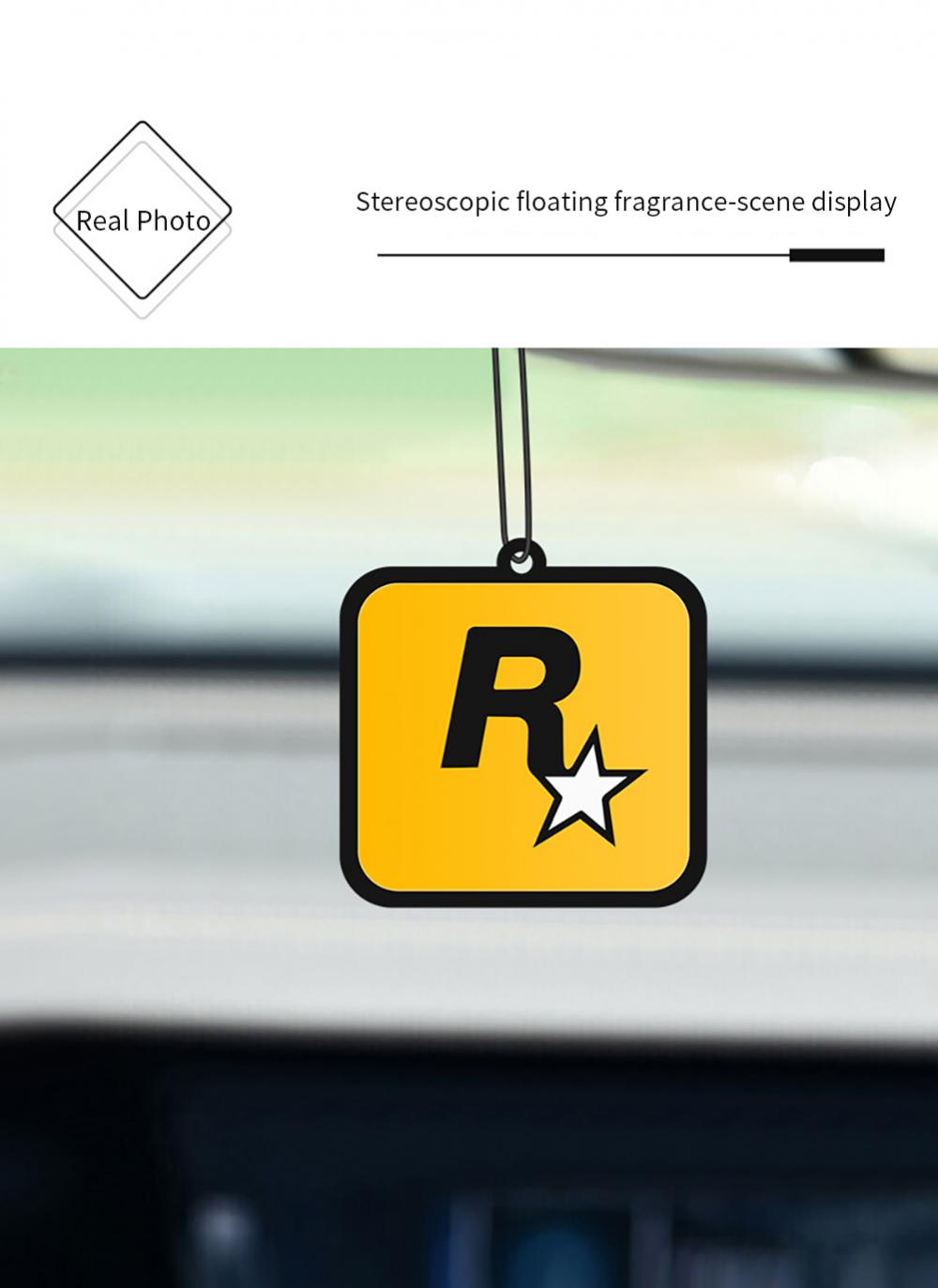 Picture of Car Fragrance R Star Pendant Air Freshener Car Rear View Hanging Long-Lasting Aromatherapy Fragrance Tablets Car Deodorization