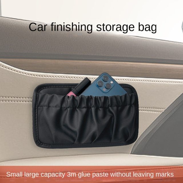 Picture of Universal Stowing Tidying Leather Car Storage Net Bag Automotive Pocket Car Back Car Organizer Purses Car Accessories