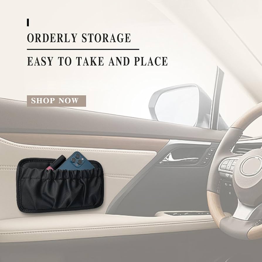 Picture of Universal Stowing Tidying Leather Car Storage Net Bag Automotive Pocket Car Back Car Organizer Purses Car Accessories