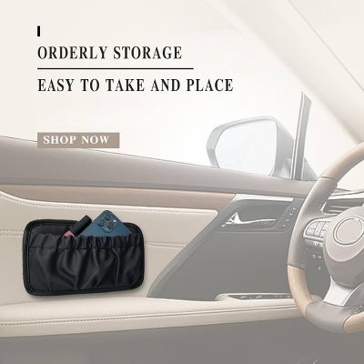 Picture of Universal Stowing Tidying Leather Car Storage Net Bag Automotive Pocket Car Back Car Organizer Purses Car Accessories