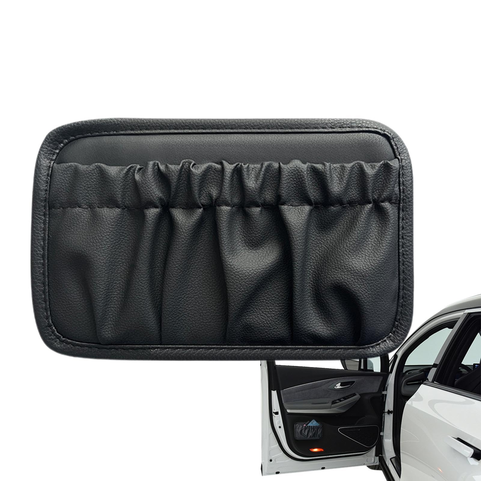 Picture of Universal Stowing Tidying Leather Car Storage Net Bag Automotive Pocket Car Back Car Organizer Purses Car Accessories