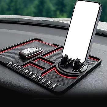Picture of Anti-Skid Car Dashboard Sticky Pad Multifunction Car Phone Holder Non Slip Sticky Anti Slide Dash Phone Mount Silicone Car Pad  Mobile Phone Holder Stand Number Plate Washable_Black