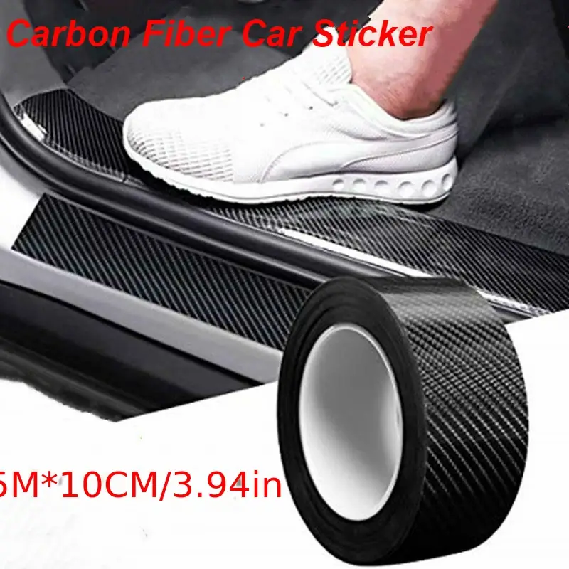 Picture of Car Sticker Carbon Fiber Door Sill Protector Scuff Trim Accessories 300CMx5CM