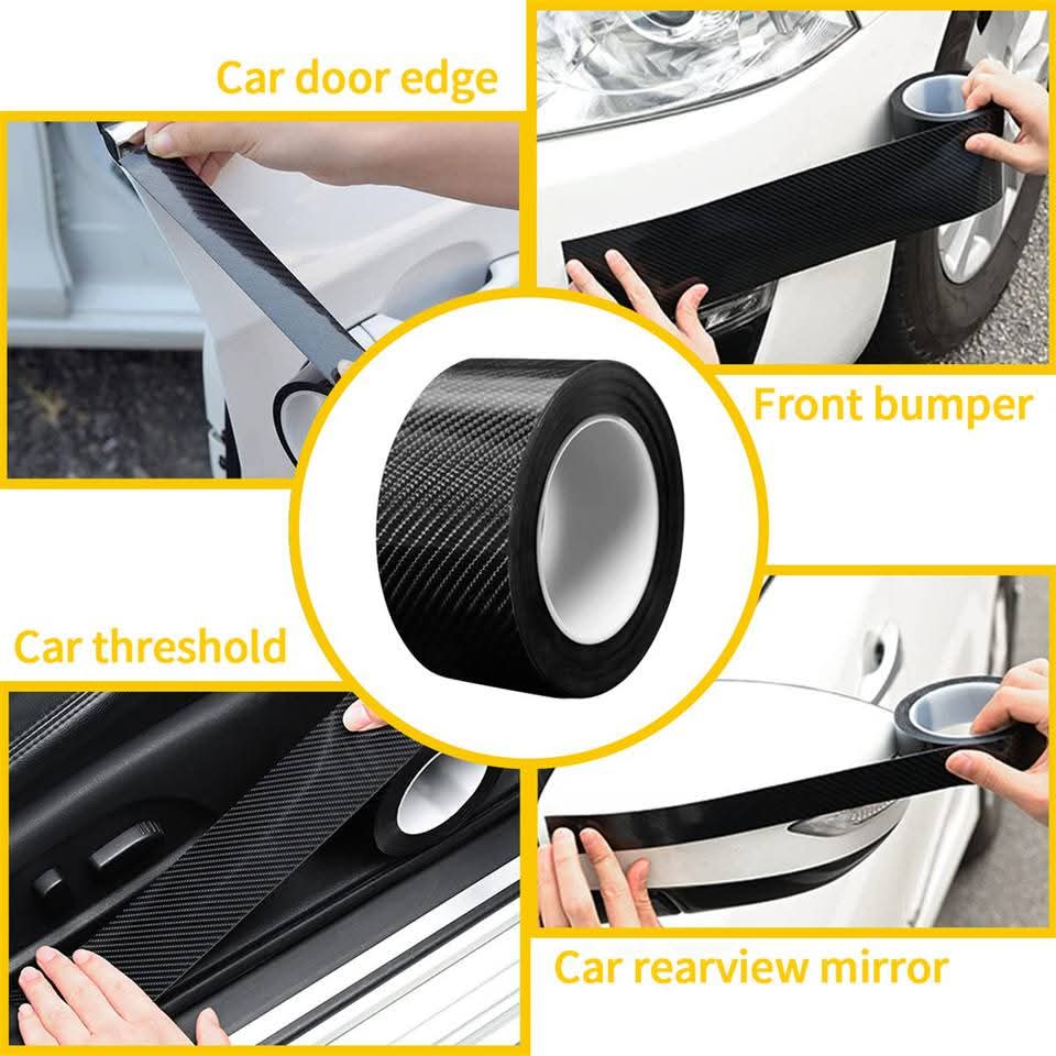 Picture of Car Sticker Carbon Fiber Door Sill Protector Scuff Trim Accessories 300CMx5CM