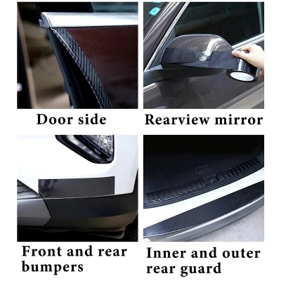 Picture of Car Sticker Carbon Fiber Door Sill Protector Scuff Trim Accessories 300CMx5CM