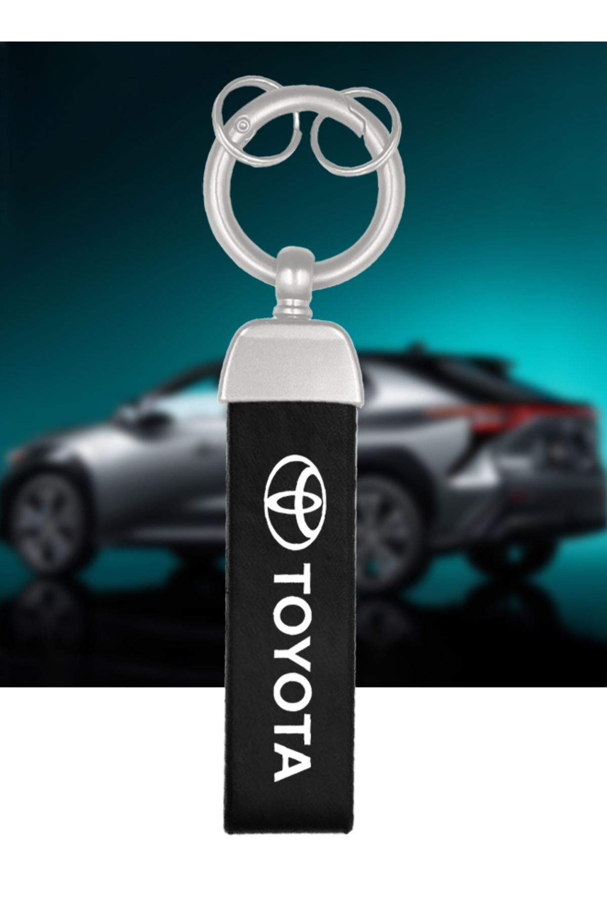 Picture of Toyota Logo PU Leather Key Chain Wristlet Tag Keyring for Automotive Car, SUV