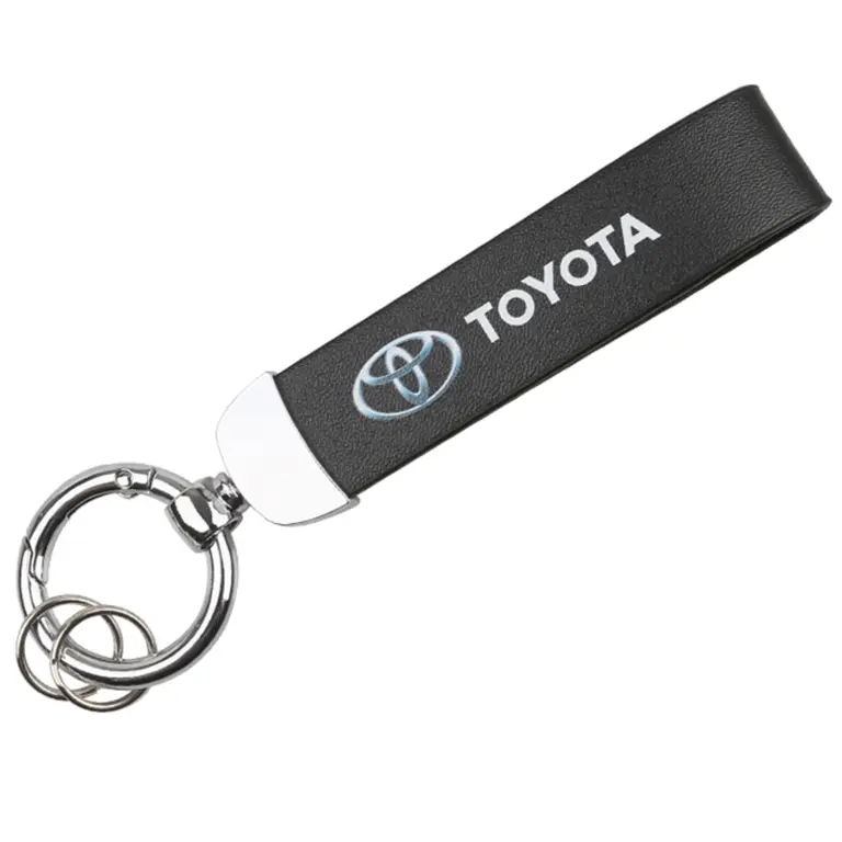 Picture of Toyota Logo PU Leather Key Chain Wristlet Tag Keyring for Automotive Car, SUV