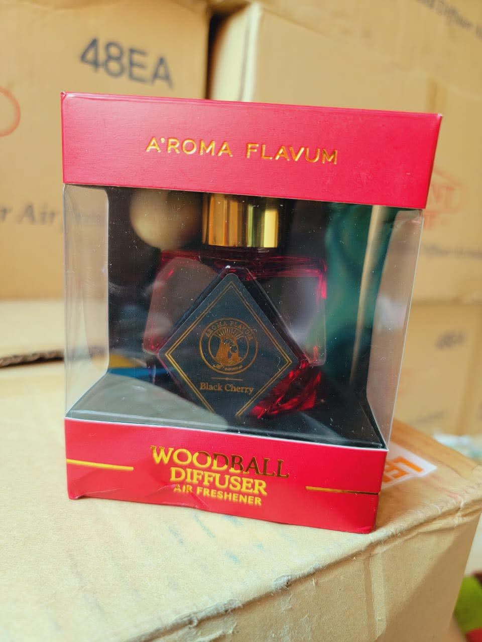 Picture of Aroma Flavum Wood ball diffuser Car Air Freshener (Black Cherry)