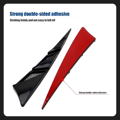 Picture of Pack-2 Car Side Vents Fender, 9.2" x 8" x 1.9" ABS Shark Fin Decorative Sticker, Universal Automobile Air Flow Intake Hole Grille Spoiler (Black)