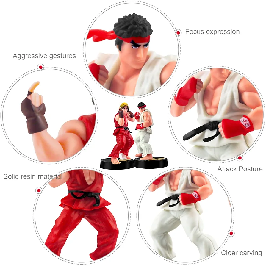 Picture of 2PCS Solid PVC Street Fighter Hero Figure Ken Masters & Ryu Action Figure Set 9.5cm