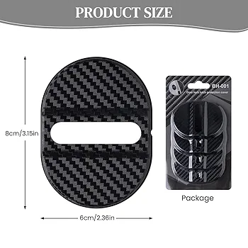 Picture of 4Pcs Door Catch Covers Car Strike Plate Covers Self-adhesive Sporty Fashion Car Strike Plate Protectors Decorative Covers Car Interior Decors Car Accessories Universal Fit for Sedan, SUV