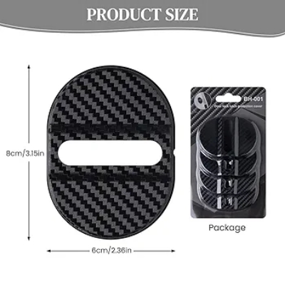 Picture of 4Pcs Door Catch Covers Car Strike Plate Covers Self-adhesive Sporty Fashion Car Strike Plate Protectors Decorative Covers Car Interior Decors Car Accessories Universal Fit for Sedan, SUV
