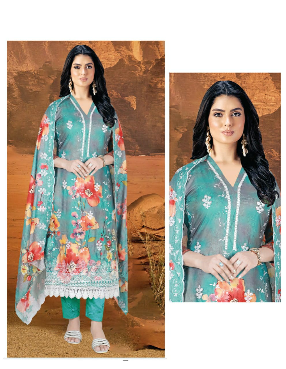 Picture of 100% Pure Cotton Fabric Complete Three Piece Set— breathable & comfortable for all-day wear 