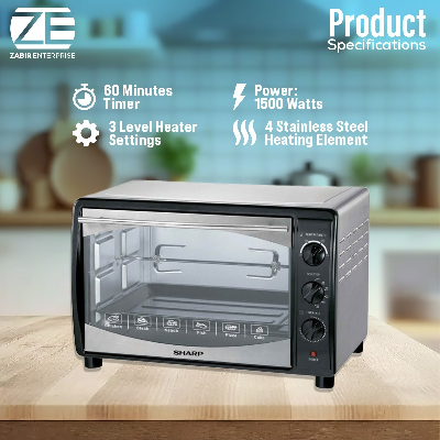 Picture of SHARP EO-35K-3 ELECTRIC OVEN 35Liters-Black, Convection With Rotisserie Function.