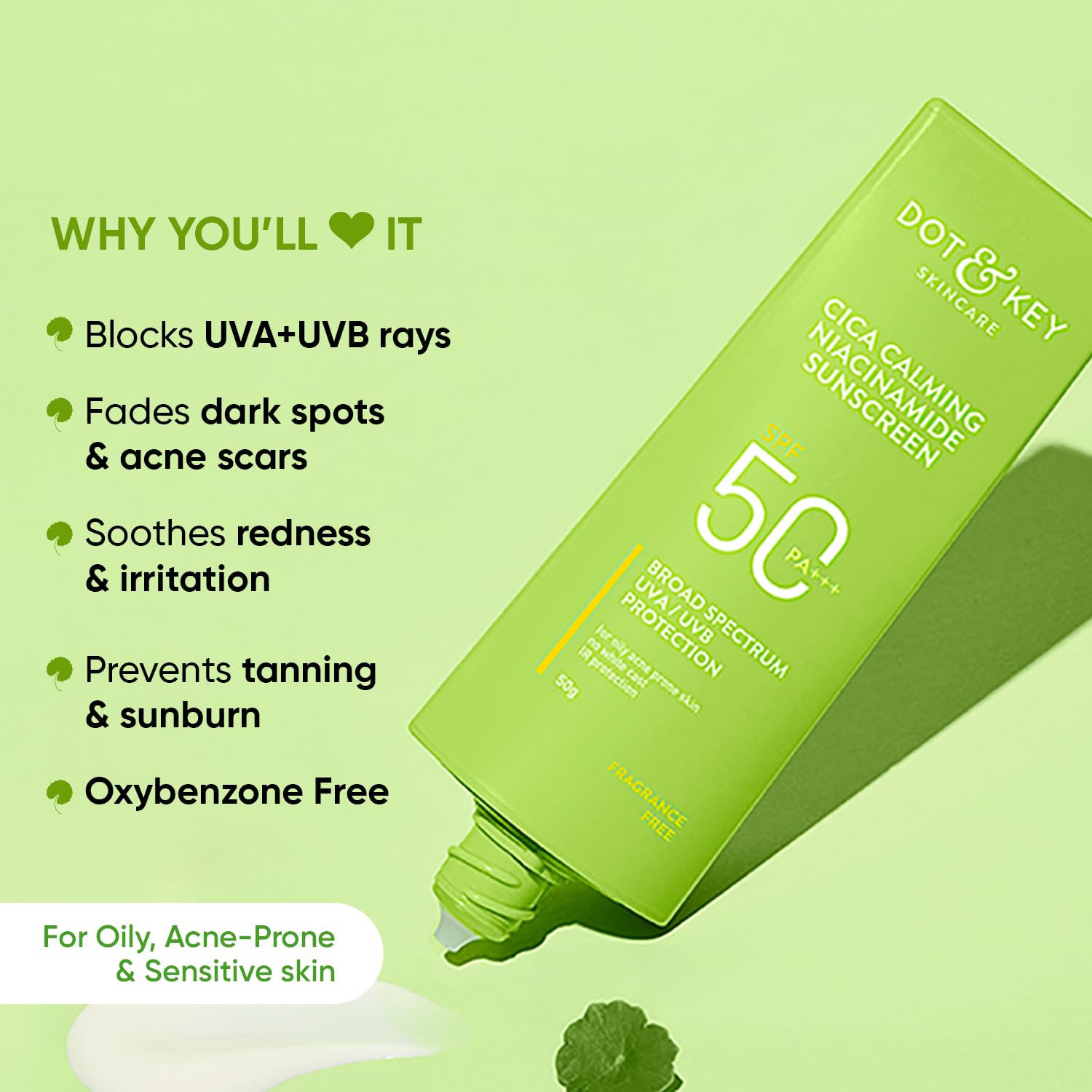 Picture of Dot &Key Cica Claiming Mattifying sunscreen SPF50+ PA+++ 80 gm