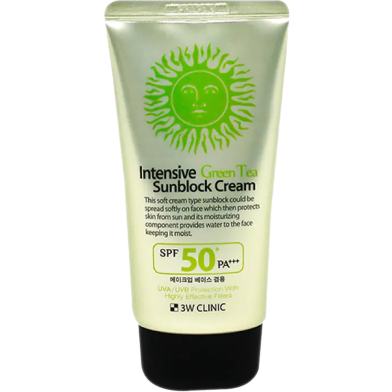 Picture of 3W Clinic Intensive Green Tea Sunblock Cream SPF 50+PA+++ 70ml | Korea