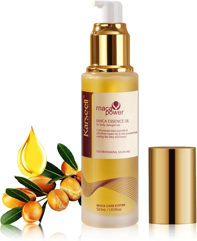 Picture of Karseell Maca Essence Oil Hair Oil Moroccan Argan Oil 50ml for Hair & Skin, Cold Pressed Maca Essence Argan Oil Hair Oil for Dry Damaged Hair All Hair Types 50ml