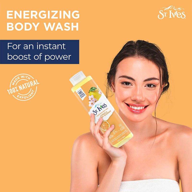 Picture of International USA product ST Ives Citrus & Cherry Blossom Shower gel body wash used for Male/ female - 650 ml