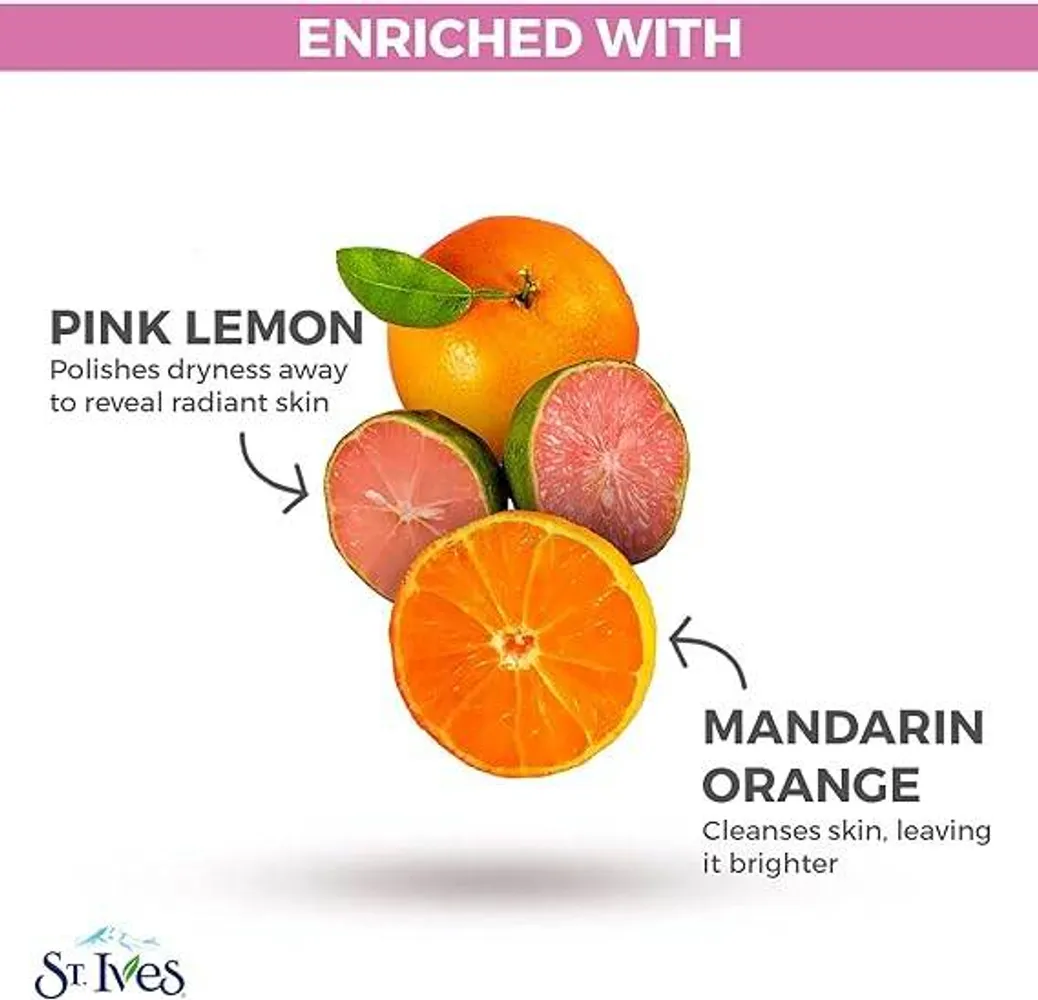 Picture of Face Scrubs - St. Ives Radiant Skin Face Scrub For Dull Skin Pink Lemon and Mandarin Orange With 100 percent Natural Exfoliates - 170ml