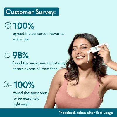Picture of WishCare 5% Niacinamide Oil Balance Fluid Sunscreen SPF 50 PA++++ - Light & Matte Sunscreen for Oily Skin with Broad Spectrum Protection & No White Cast - 50g