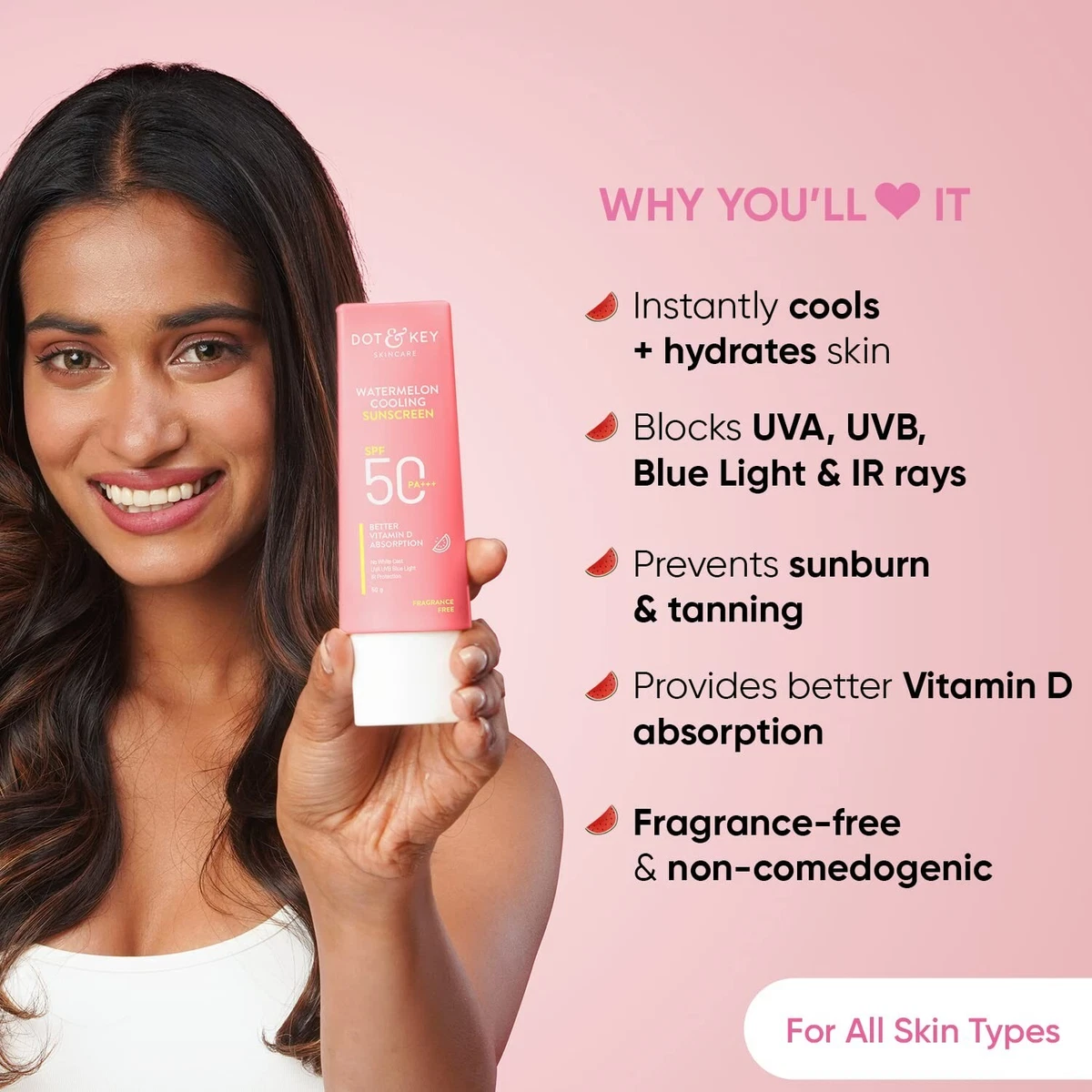 Picture of Dot & Key Watermelon Hyaluronic Cooling Sunscreen SPF 50 PA+++ for Oily, 50g