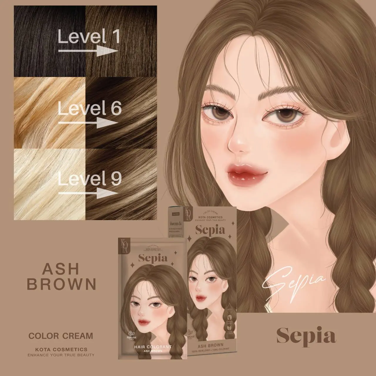 Picture of Kota Color Cream Hair Color (ash brown)