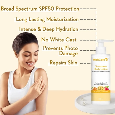 Picture of WishCare Sunscreen Body Lotion SPF 50 PA+++, 200 ml