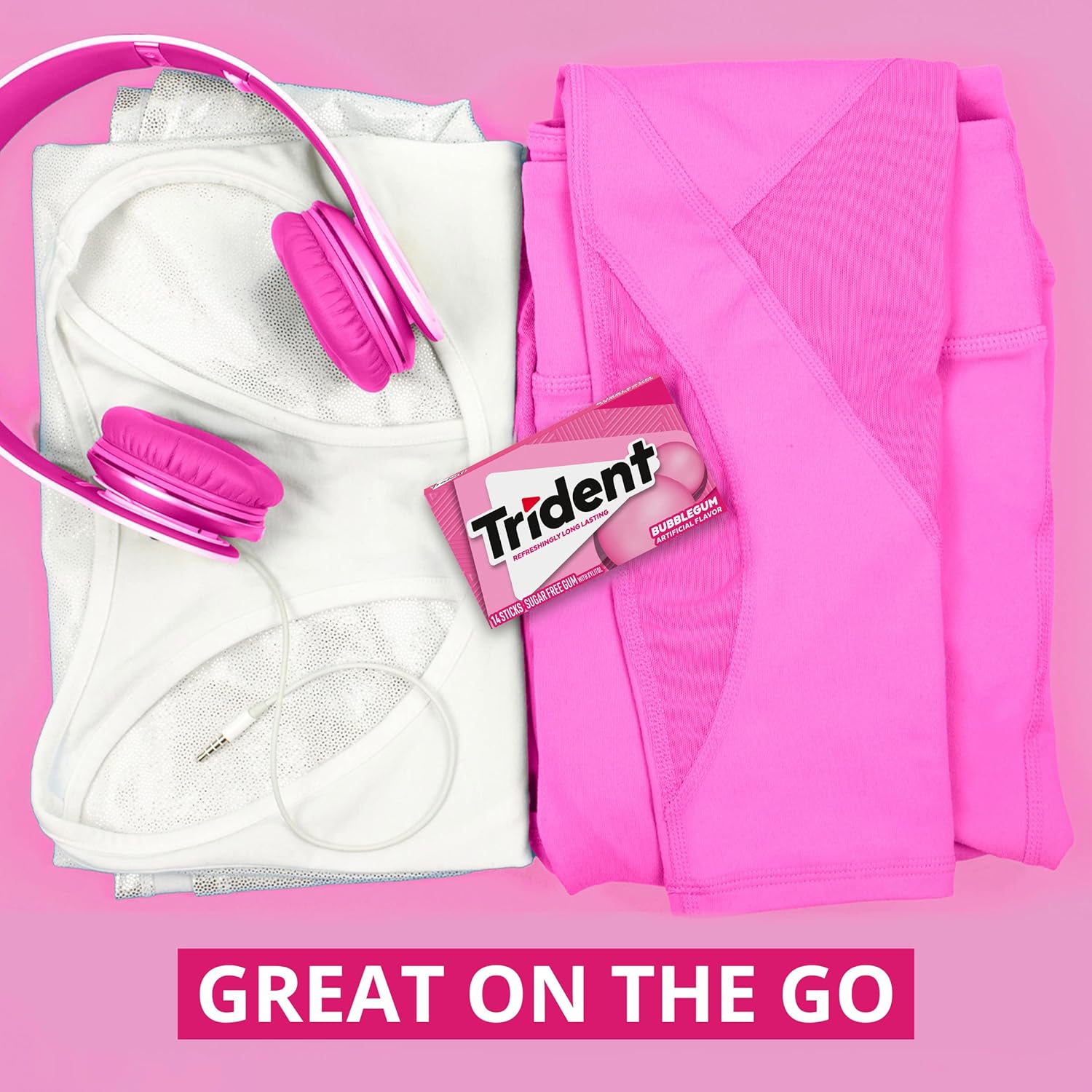 Picture of Trident Bubblegum Sugar-Free Chewing Gum, 12 Packs of 14 Pieces (168 Total Pieces)