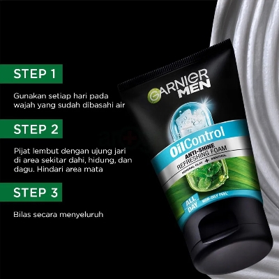 Picture of Garnier Men Oil Control Anti Shine All Day Refreshing Foam with Mineral Clay and Menthol 100ml