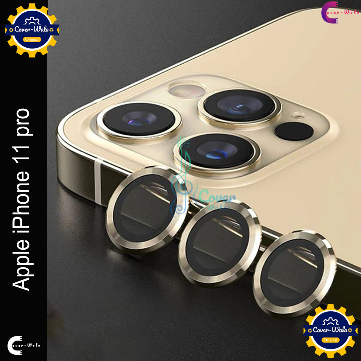 Picture of For Apple iPhone 11 Pro Camera Protector WSKEN Metal Ring Tempered Glass Camera Lens Protector
