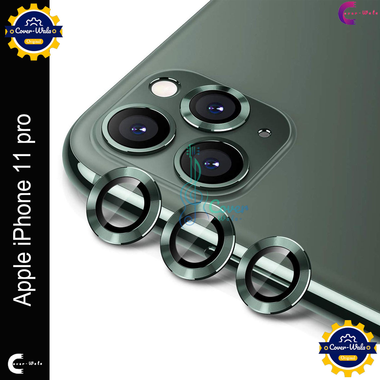 Picture of For Apple iPhone 11 Pro Camera Protector WSKEN Metal Ring Tempered Glass Camera Lens Protector